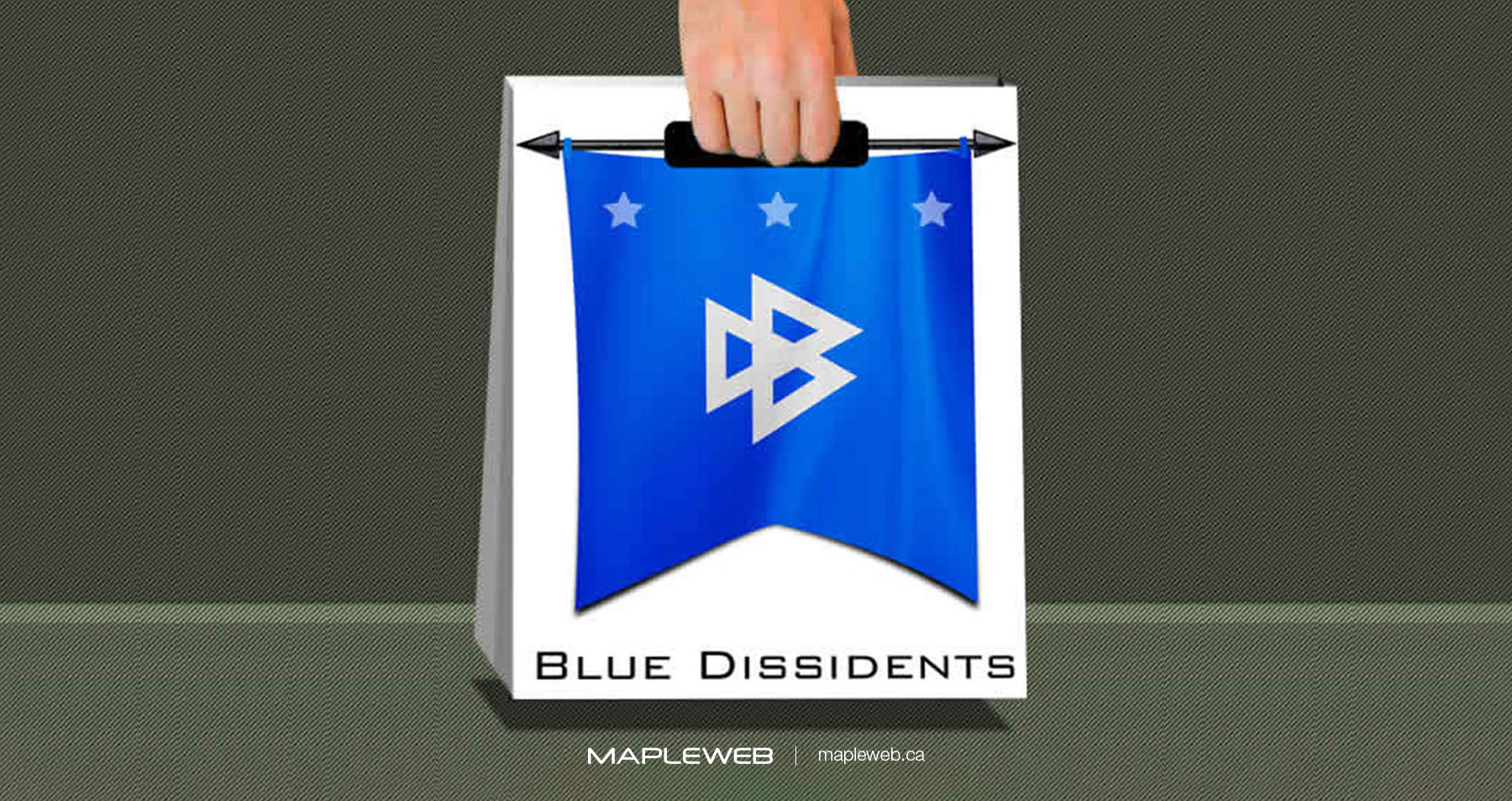 Blue Dissidents Hand Held Paper Bag Brand design by Mapleweb